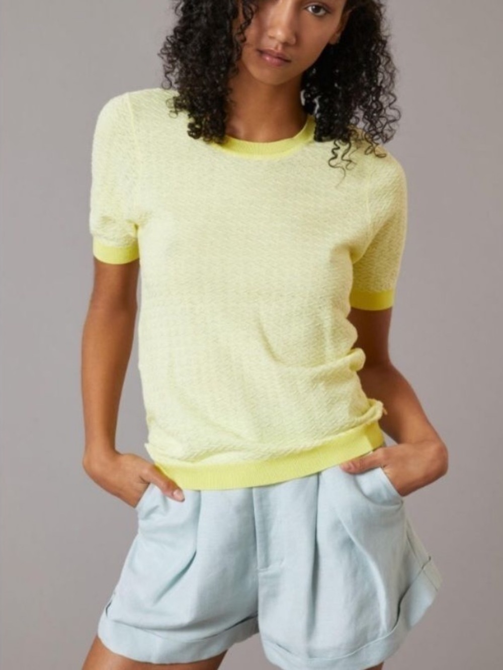 Anthropologie Scotch & Soda Compact Tee Yellow Knit Top
